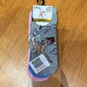 NWT Disney Bambi Gray and Pink Shoe Liners Size 6-10!